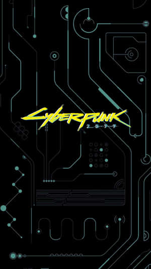 發光電路板背景上的 Cyberpunk 2077 標誌 — 賽博龐克 壁紙