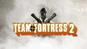Team Fortress 2 標誌，戴面具的角色在煙霧背景中手持交叉手槍。