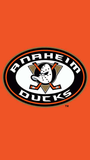 橙色背景上的 Anaheim Ducks 冰球隊標誌