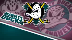 Mighty Ducks of Anaheim曲棍球隊標誌，帶有守門員面具和交叉的球棒。