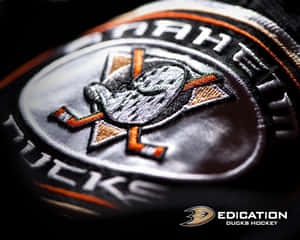 Anaheim Ducks 冰球隊徽章，帶有刺繡標誌和橙色點綴。