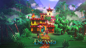 熱帶叢林中的LEGO Disney Encanto房屋，附近有角色。