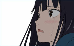 動漫女孩流下一滴眼淚，表情悲傷。