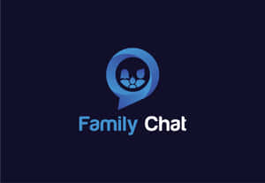 藍色對話氣泡標誌內有三個面孔，深色背景上有Family Chat文字