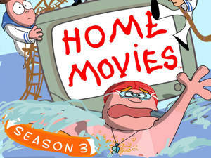 水中的卡通角色在電視螢幕上慶祝 'Home Movies Season 3'。