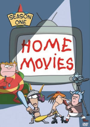 維京卡通角色在顯示《Home Movies》第一季的電視前打鬥。