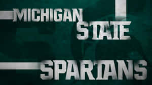 Michigan State Spartans 球隊標誌，在帶有紋理的深綠色背景上使用粗體銀色文字。