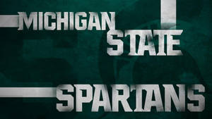 Michigan State Spartans 球隊標誌，在帶有紋理的深綠色背景上使用粗體銀色文字。
