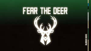 密爾沃基公鹿隊標誌，帶有發光鹿頭和文字 Fear The Deer。 — 密爾沃基公鹿 壁紙