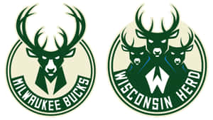 Milwaukee Bucks 和 Wisconsin Herd 球隊標誌，以鹿頭為特色，綠色和奶油色。