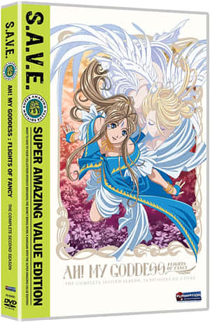 兩位擁有白色翅膀的動漫女神在紫色花朵上方飛翔。 — 魔女風格 壁紙