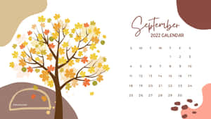 色彩繽紛的秋樹與2022年9月的日曆。
