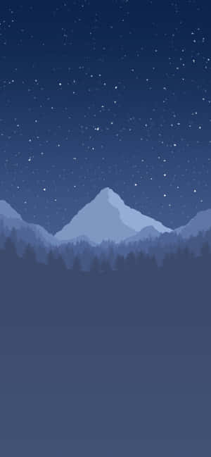 積雪的山峰和森林上空的星空。 — Honor Magic 壁紙