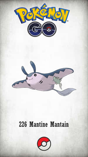 來自Pokémon GO遊戲的Mantine Pokémon，帶有精靈球標誌和編號226。