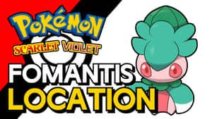 Pokémon Scarlet Violet Fomantis 位置指南圖，附角色插圖。 — 卡通 壁紙