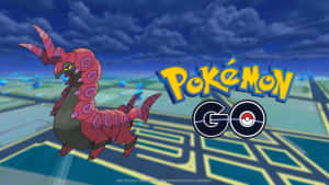 Goomy寶可夢漂浮在發光的地圖上，帶有Pokémon GO標誌。 — 綠色動態圖 壁紙