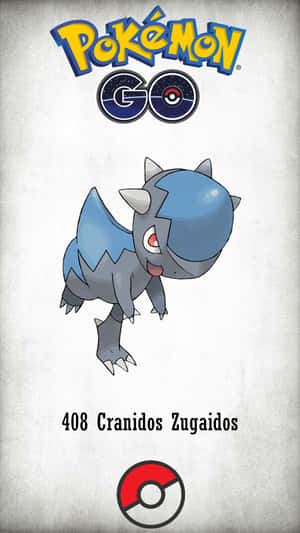 來自Pokémon GO遊戲的頭蓋龍寶可夢卡，附有精靈球標誌。 — 可愛寵物小精靈 壁紙