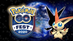 月亮伊布在太空中微笑，旁邊是Pokémon GO Fest 2020標誌。 — 火影忍者海報 壁紙