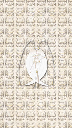 一幅白色飛蛾插圖，居中於重複的貓臉圖案上方。 — 藝術 壁紙