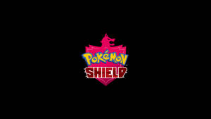 黑色背景上帶有狼剪影的 Pokémon Shield 標誌
