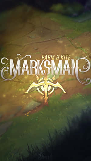 用於 Farm & Kite Marksman 遊戲的金色弓箭標誌，位於裂開泥土小徑上，伴有青草。