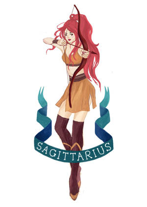 紅髮弓箭手持弓及Sagittarius橫幅 — OnePlus Pad 壁紙