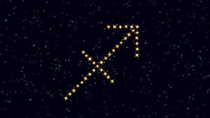 星空夜空中的金色箭頭星座 — 人馬座 壁紙