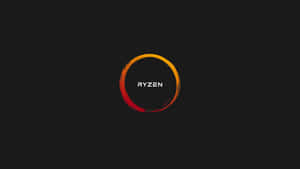 Ryzen 標誌，黑色背景上有火橙色紅色圓圈