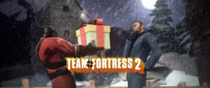 士兵在《Team Fortress 2》遊戲的積雪夜晚場景中贈送禮物。 — 團隊要塞2 壁紙