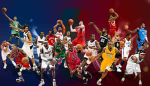 NBA籃球運動員穿著球隊球衣擺出動作姿勢。
