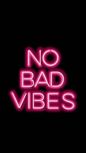 粉紅色霓虹燈牌在黑色背景上寫著 no bad vibes