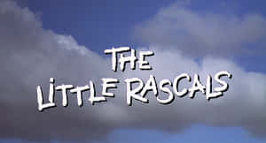 The Little Rascals 標題卡，在多雲天空背景下帶有大膽的白色文字。