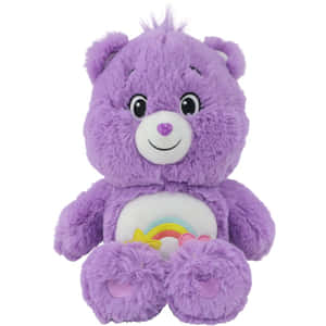 肚子上有彩虹標誌的紫色 Care Bear 毛公仔