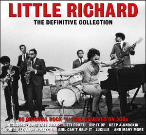 Little Richard 在舞台上與樂隊演奏搖滾樂的黑白照片。 — 荷里活 GIF 壁紙