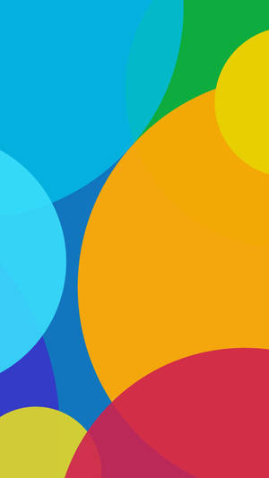 帶有藍色、綠色、黃色和紅色重疊彩色圓圈的抽象壁紙。 — Xiaomi 壁紙