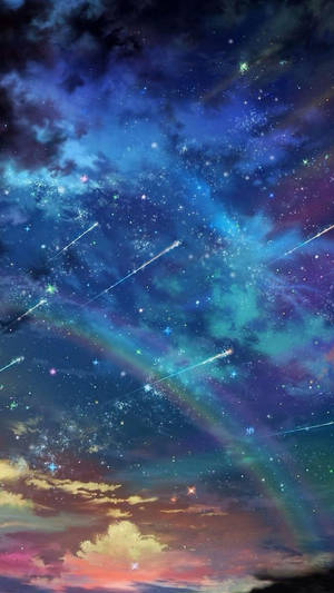 充滿活力的宇宙天空，流星和色彩繽紛的星雲在暮光雲之上。 — Xiaomi 壁紙