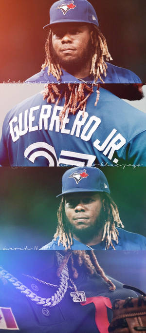藍鳥隊棒球手Guerrero Jr.的辮子頭和冠軍鏈。
