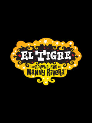 《El Tigre The Adventures of Manny Rivera》動畫系列標誌，帶有黃色星星和漩渦。 — 卡通 壁紙