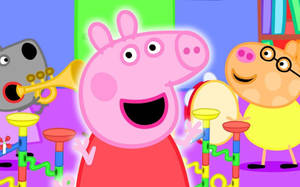 Peppa Pig 和朋友們用鮮豔的顏色演奏樂器。