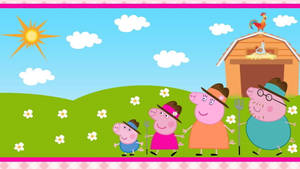 Peppa Pig一家喺有穀倉同花嘅陽光農場