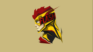 Kid Flash超級英雄插圖，採用大膽的幾何風格，顏色為紅色、黃色和黑色。 — Pro Display XDR 壁紙