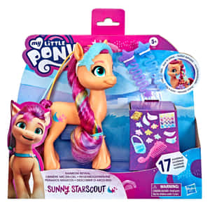 My Little Pony Sunny Starscout玩具，配有彩虹鬃毛和配件，包裝內。 — iPad Air 11 壁紙