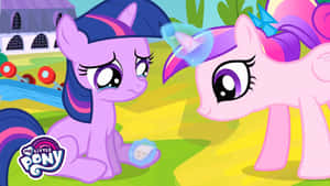 兩個 My Little Pony 角色，一個悲傷一個快樂，在戶外面對面。 — 可愛寵物小精靈 壁紙