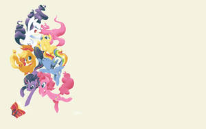 一群My Little Pony角色，擁有明亮的鬃毛和歡樂的表情。