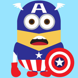 Minion 穿著美國隊長服裝拿著盾牌