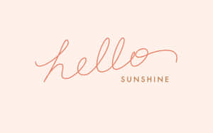 喺柔和蜜桃色背景上用優雅草書同大寫字母寫嘅 hello sunshine 文字。