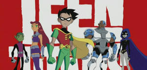 Teen Titans 超級英雄團隊穿著色彩繽紛的服裝英勇地擺姿勢。