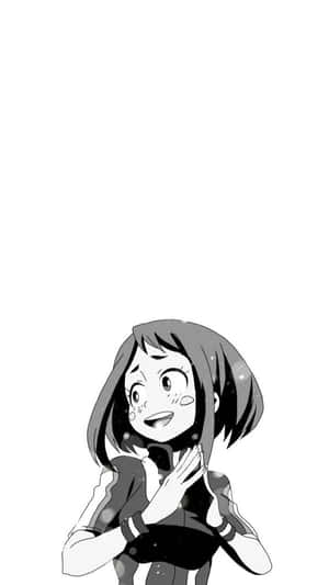短發動漫女孩驚訝地雙手交握在胸前。