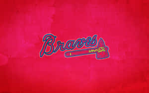 Braves棒球隊標誌在紋理紅色背景上