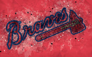 Braves棒球標誌，帶有閃粉和潑濺效果，紅色背景